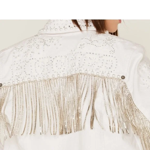 "Boot Barn Double D Ranch Hitched Bridal Jacket rhinestone pearls embroidery M - Picture 10 of 14